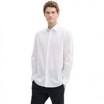 Regular Fit Chambray‑Hemd für Männer – Größe L – weiß