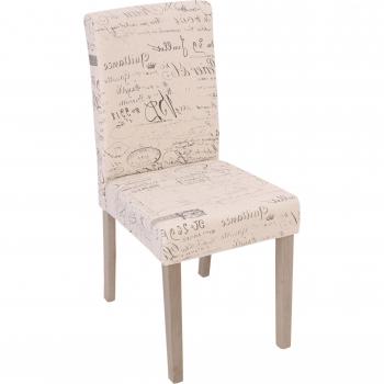 Duo de chaises de salle à manger en tissu crème motif écriture, pieds en bois clair