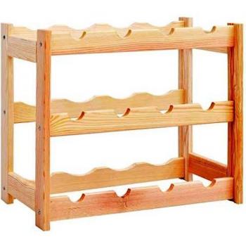 VidaXL Natural Wood Wine Organizer for 12 Bottles