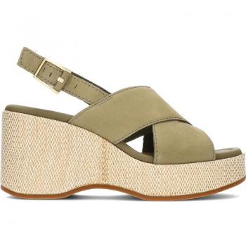 Clarks Sandalias de Mujer Khaki 261763024-OLIVA, Casual de Nobuk con Cuna y Plataforma Oliva