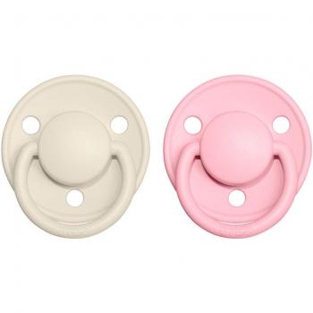 BIBS De Lux Gomma Naturale Taglia 2: 6+ mesi ciuccio Avorio / Baby Pink 2 pz