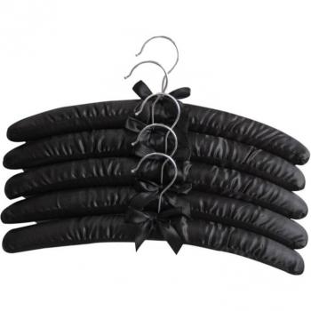 Cintres rembourrés en satin pour vêtements (noir, paquet de 5)