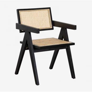Silla Lali de fresno y ratán con reposabrazos