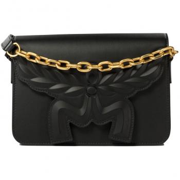 MCM Women's Himmel Laurel Black Calf Leather Crossbody Bag