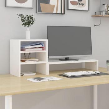 Support de moniteur 81x20x30 cm en bois de pin blanc