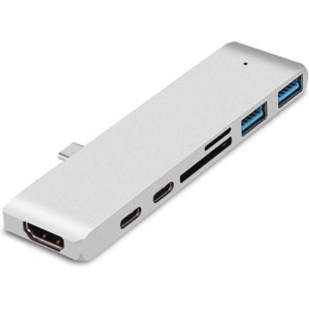 Typ‑C Docking Hub Bahnhof 7‑in‑1: 3,1‑Port‑USB‑C, MMC‑Leser & 4K HDMI für MacBook Pro
