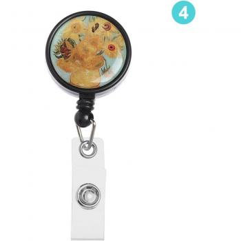 Unisex Floral Badge Reel Clip for ID Cards