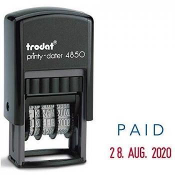 Trodat Printy 4850L2 Self Inking Word and Date Stamp PAID 25x5mm