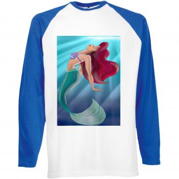Royal Blue/White Ariel Princess Baseball Style Long Sleeve Top