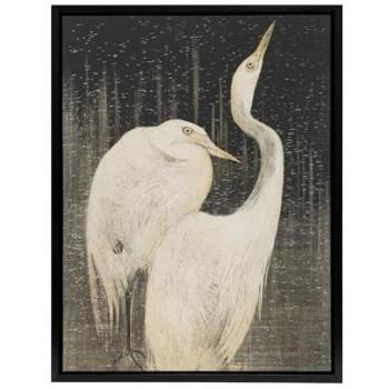 Snowbound Egrets – Grey Wall Art Canvas