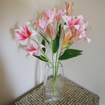 Pink Color Artificial Lily Stem (60cm)