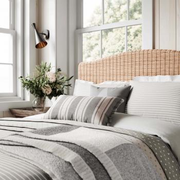 Modern & Contemporary Helena Springfield Breton Stripe Kingsize Duvet Cover Set in Grey/White (w/ 2 Standard Pillowcases)
