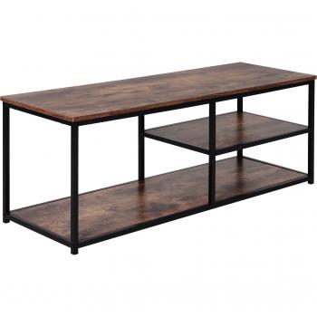 HOMCOM Metal Frame TV Stand with 2 Shelves for Living Room