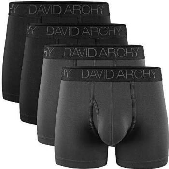 Bambus-Unterwäsche DAVID ARCHY – Herren Boxershorts mit Bulge und Penislöcher, 4‑faches Pack
