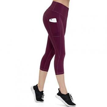 ALONG FIT Leggings de Deporte Mujer Vino Rojo con Bolsillos