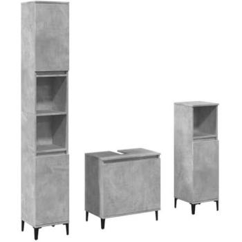 VidaXL Badmöbel-Set, 3-teilig, Holzwerkstoff Betongrau