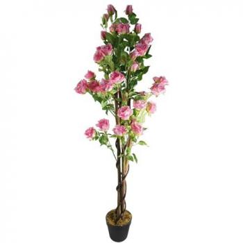 150cm Realistic Artificial Pink Rose Blossom Tree with Leaf Design