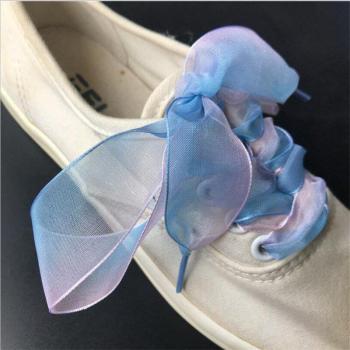 Cordones de Seda Plana de 2,5 cm con Encaje para Zapatillas