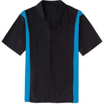 Black Classic Rockabilly Shirt, Short Sleeve, Men's XL