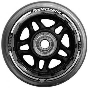 Rollerblade 8‑Pack Inline Skating Wheels, 76mm, Grey & Black