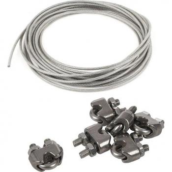 5Mm Dia PVC Gecoate Kabel met 6 RVS Klemmen
