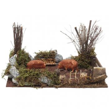 Recinto con Maialini per Presepe 20x14x12 cm