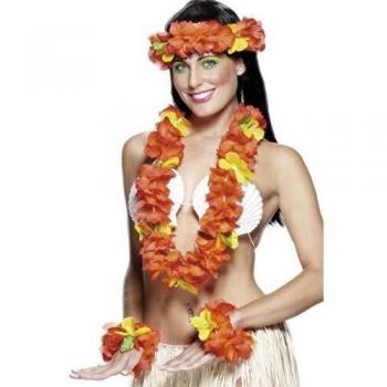 Kit Hawaiano Rojo Smiffy'S 22502: Collar, Guirnalda y Pulsera