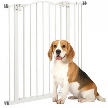 PawHut 74-87cm Adjustable Metal Pet Gate w/ Auto-Close White