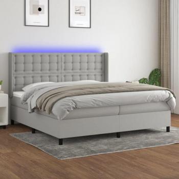 Box Spring LED + Colchón Torana 200x200 – Gris Sofisticado