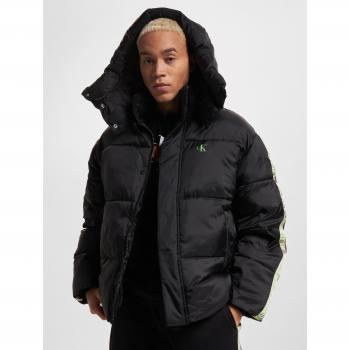 Calvin Klein Jeans Oversized Pufferjacke mit Logo-Tape in Schwarz, Relaxed Fit, Größe XL für Herren