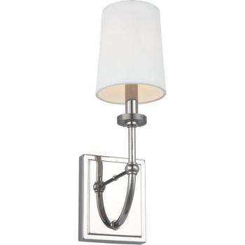 Quintiesse Felixstowe Singe Light LED Bathroom Wall Fitting In Polished Chrome Finish With White Parchment Shade