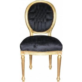 Casa Padrino Prunkvoller Esszimmerstuhl Schwarz-Gold