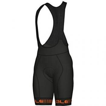 XL Ale Strada Bib Shorts – Black Base, Fluoro-Orange Highlights, Men’s Size