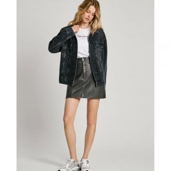 Minifalda Angy 999Black – Efecto piel y cremallera