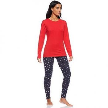 Tommy Hilfiger Leggings de Pijama Gold Set LS Print, Color Rojo, Talla LG