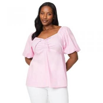 Womens Pink Square Neck Tie Front Top