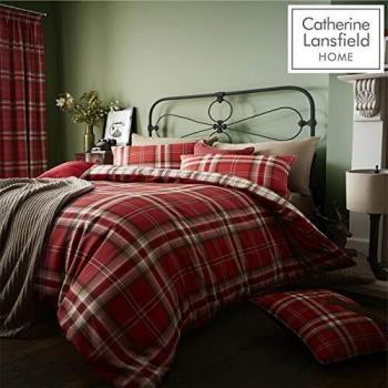 Catherine Lansfield Kelso Check Duvet Cover & Pillowcase Set Red