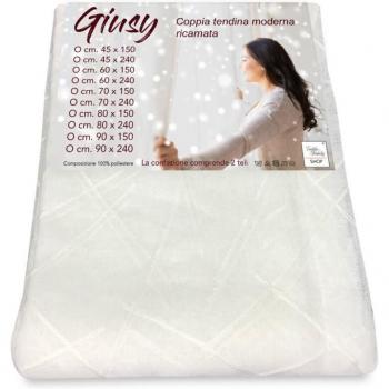Rideau double Giusy – moderne, polyester bouclé, verre transparent partiel (45 × 240 cm)