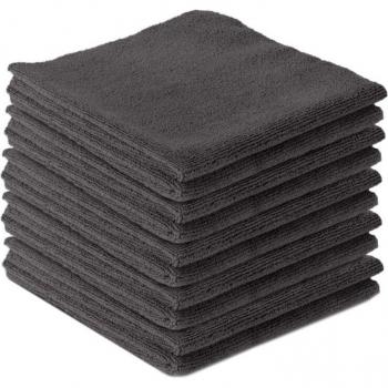 Assortimento 10 Asciugamani Microfibra Nero 40×40 cm 300 g/m²