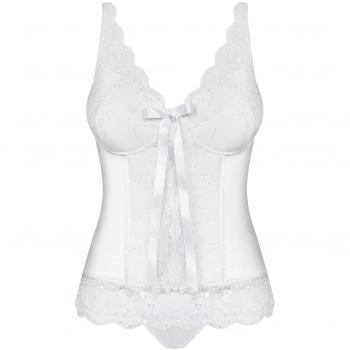 Obsessive Spitzen-Corso in Weiß – Dekolleté‑Bügel L/XL