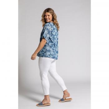 Camicetta spalle scoperte blu 60/62 Ulla Popken