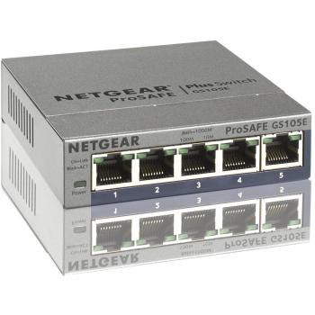 Netgear GS105E Managed Switch 5 Port Gigabit Ethernet LAN Switch Plus QoS Grau