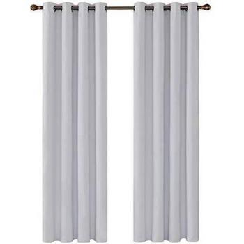 Deconovo Thermal Insulated Eyeliner Blackout Curtains, Bedroom Fit, Two Matching Tie Backs, 46 Width x 90 Length, Silver Grey