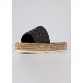 Ciabattine oversized in pelle, donna, nere, taglia 41, cuoio/fibre sintetiche