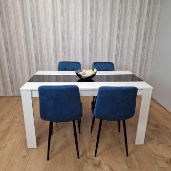 Wooden Dining Table, Kosy Koala, White and Black Finish, 4 Chairs