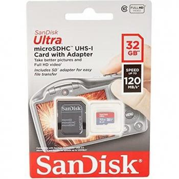 SanDisk Ultra A1 (microSDHC, 32 GB, U1, UHS-I), Speicherkarte, Grau, Rot
