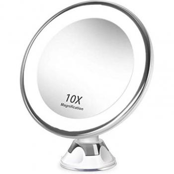10x Magnifying LED Bathroom Makeup Mirror with Suction Cup