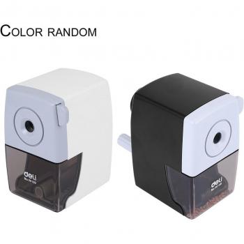 Aiguiseur à crayons en métal Deli 0610B – Design blanc/noir, manivelle ergonomique
