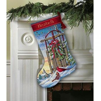 Sleigh‑Themed Gold Cross Stitch Gift Kit