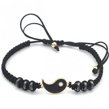 Bracelet d'été en cuir avec pendentif Tai Chi chinois pour femme